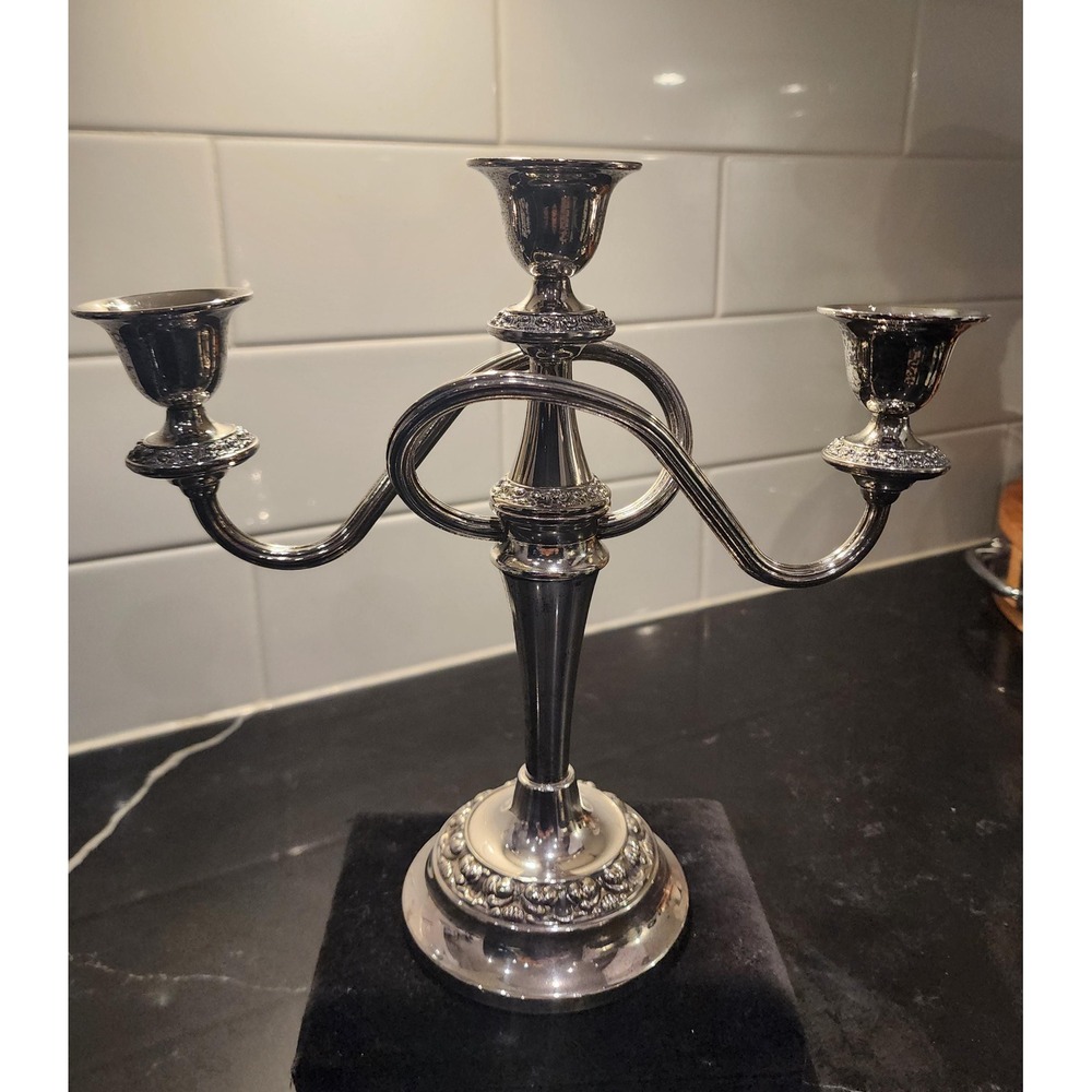 Vintage Palmer Silverplate 3-Arm Candelabra British Mid-Century Table Decor Tall